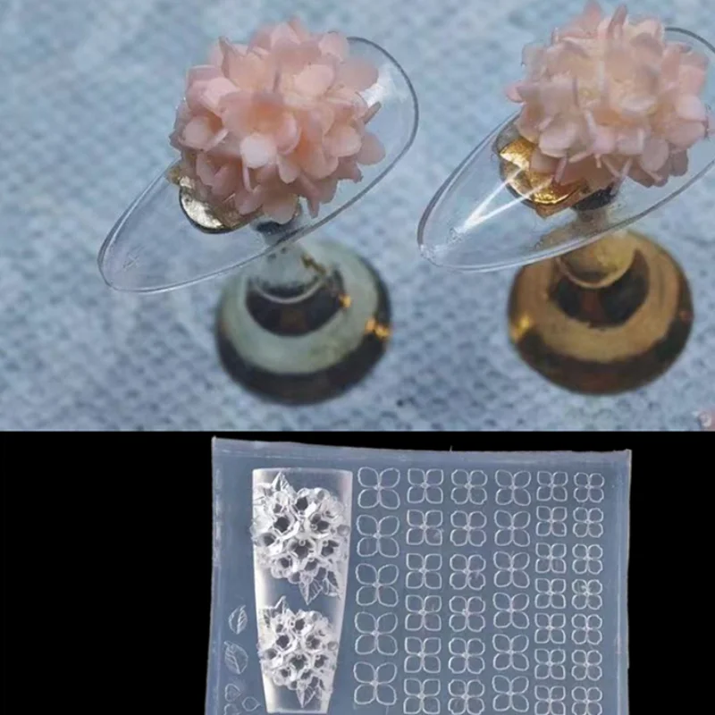 【ZYAL-1】Hydrangea 3D High Transparency Nail Carving Mold DIY Design Silicone Petal Soft Stamping Plates Manicure Art Mold