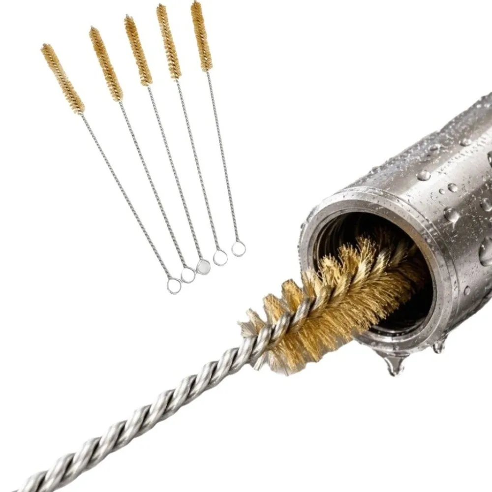 5pcs Test Tube Cleaning Brass Cylinder Wire Tube Pipe Cleaning Brush Stainless Steel Multi-Functional Cleaning Brush Polishing