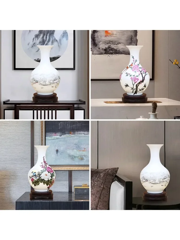 

xz1Jingdezhen Ceramics Neo Chinese Style Vase Decoration Crafts Flower Arrangement Home Antique Shelf Wine Cabinet Decorations