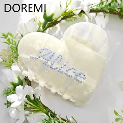 DOREMI Custom Name Cz Hairpin Heart Clip Women Gift Personalized Jewelry Ornament Hairclip
