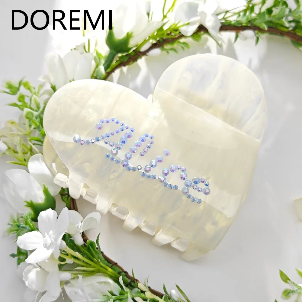 DOREMI Custom Name Cz Hairpin Heart Clip Women Gift Personalized Jewelry Ornament Hairclip