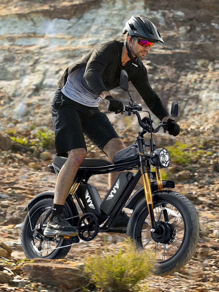 AliExpress YVY Electric Bike 3000W 20" Fat Tire Dirt Bike 52V 40AH Removable Battery LCD Display 7-Speed Electric Commuter Bike MTB