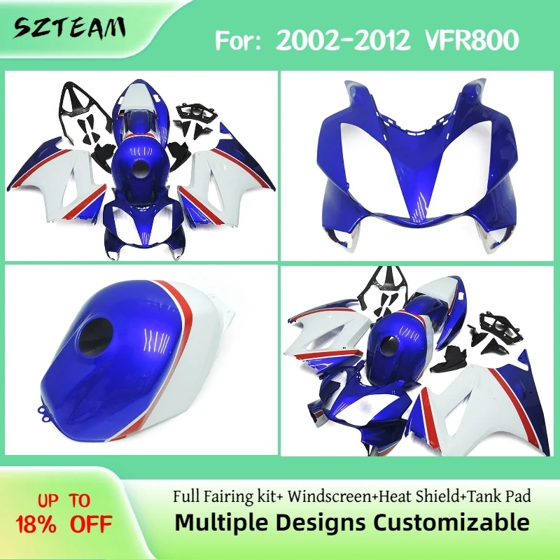 For Honda VFR800 2002-2010 2011 2012 Full Fairing Kit VFR 800 02 03 04 05-10 11 12 Injection Motorcycle Fairings Pro