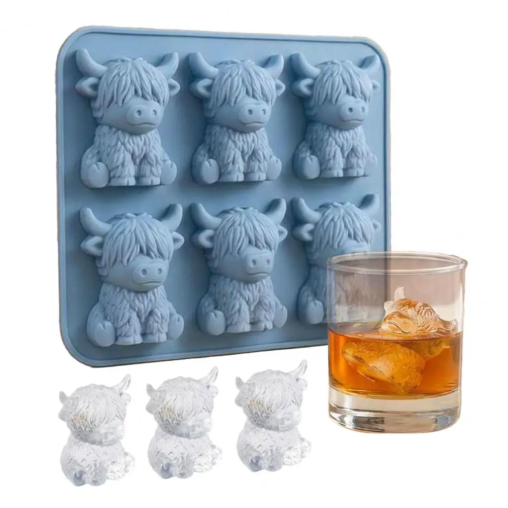 Highland Cow Ice Tray Highland Cow Silicone Ice Cube Tray 3d Mini Cow Chocolate Mold Food-grade Shape Candy Baking Mold Set