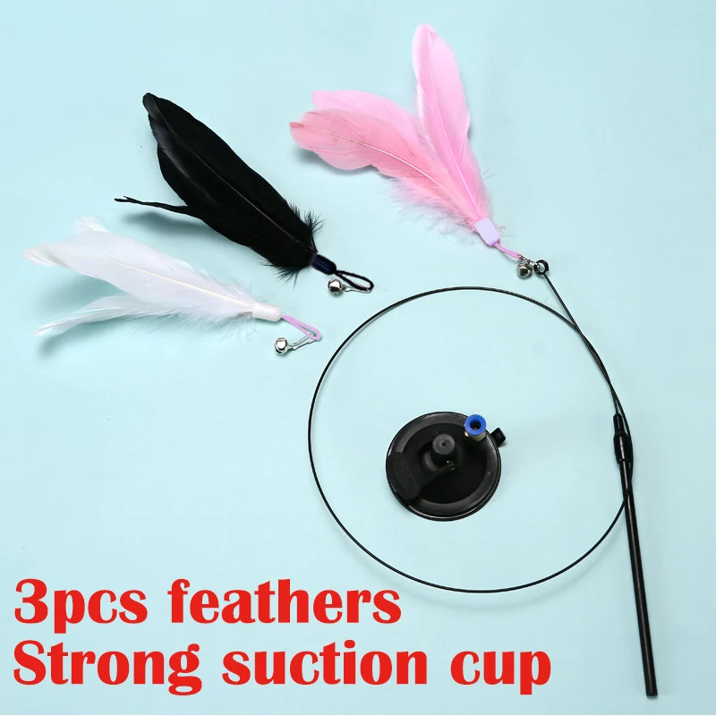 Interaktive Katze Spielzeug Handfree Katze Stick Kätzchen Spielen Teaser Zauberstab Spielzeug Saugnapf Feder Zauberstab Heimtierbedarf Simulation Feder