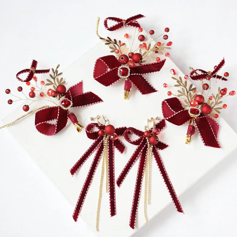 

1 комплект, серьги-шпильки с бантом, комплект ювелирных изделий, нежная винтажная заколка-заколка, стильные аксессуары для волос, серьги-шпильки