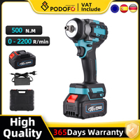Podofo Cordless Electric Impact Wrench Brushless Screwdriver Power Tool Wrench Hand Drill Socket Tool Torque Removal Screw Nut