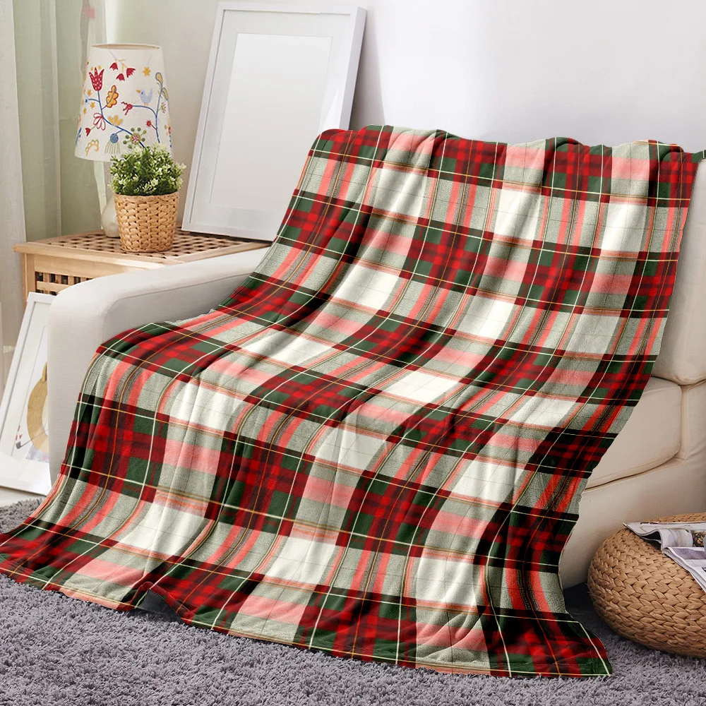 1PC classic plaid blanket — made of soft plush flannel, perfect for sofas, beds, or recliners. It is ideal for comfortable home