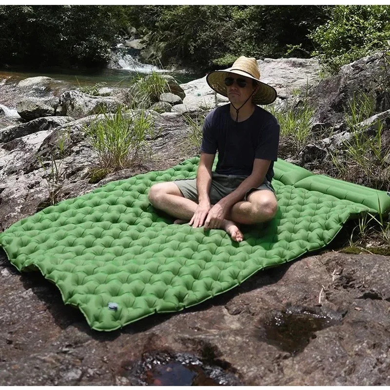 Foldable Waterproof Double Air Mattress, Ultralight Inflatable Sleeping Pad for Outdoor Camping Travel