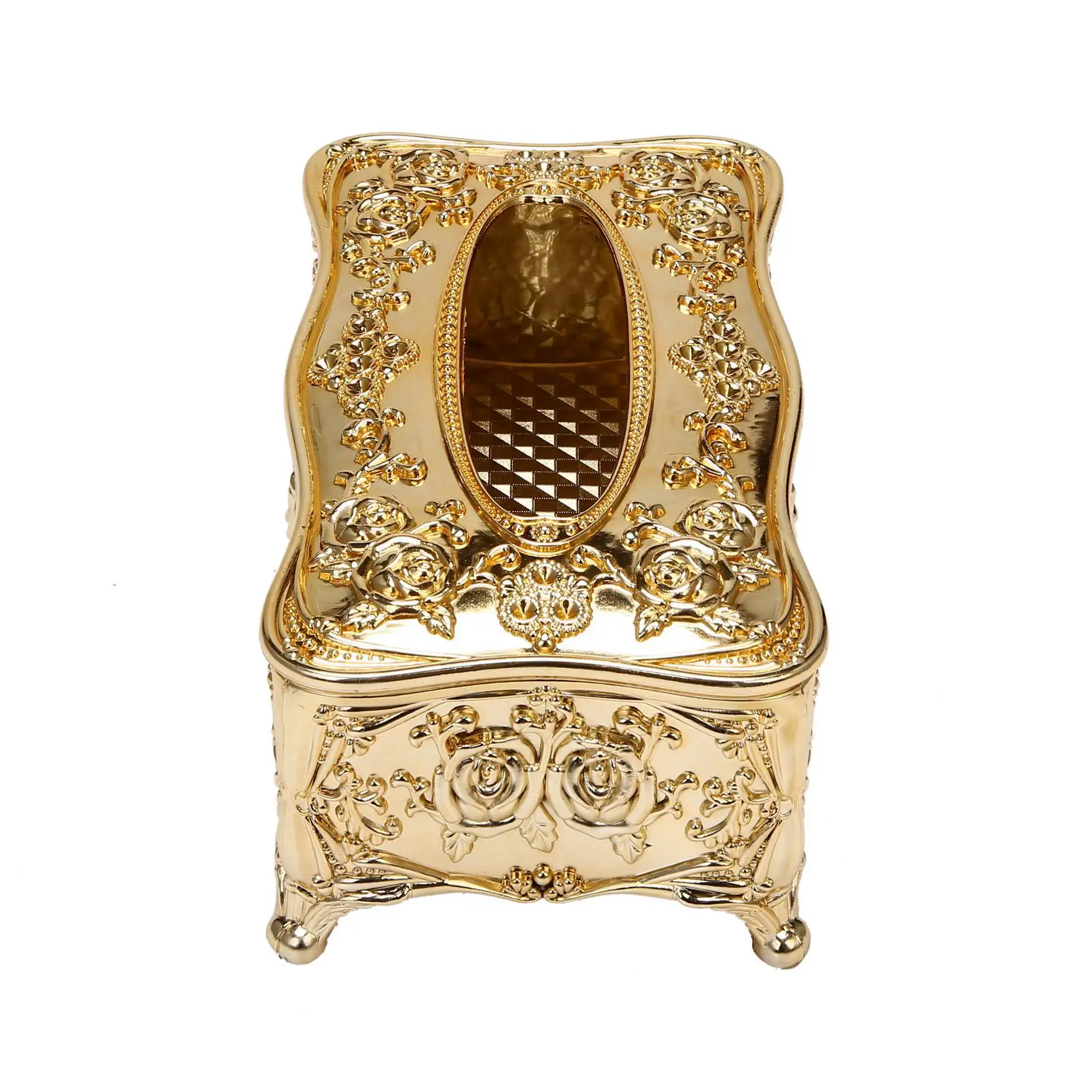 2X صندوق مناديل أكريليك ذهبي فندق مطعم حامل مناديل صندوق مناديل منزلي-AT36