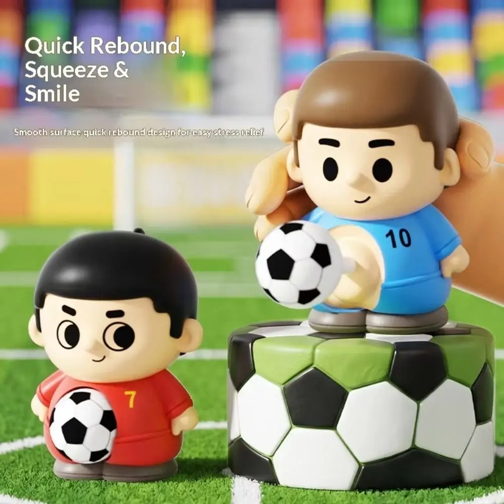 Doll Rebound Decompression Toy Squeeze Cute Design Football Player Pinch Toy Football Shape Press Football Squeeze Toy Kids