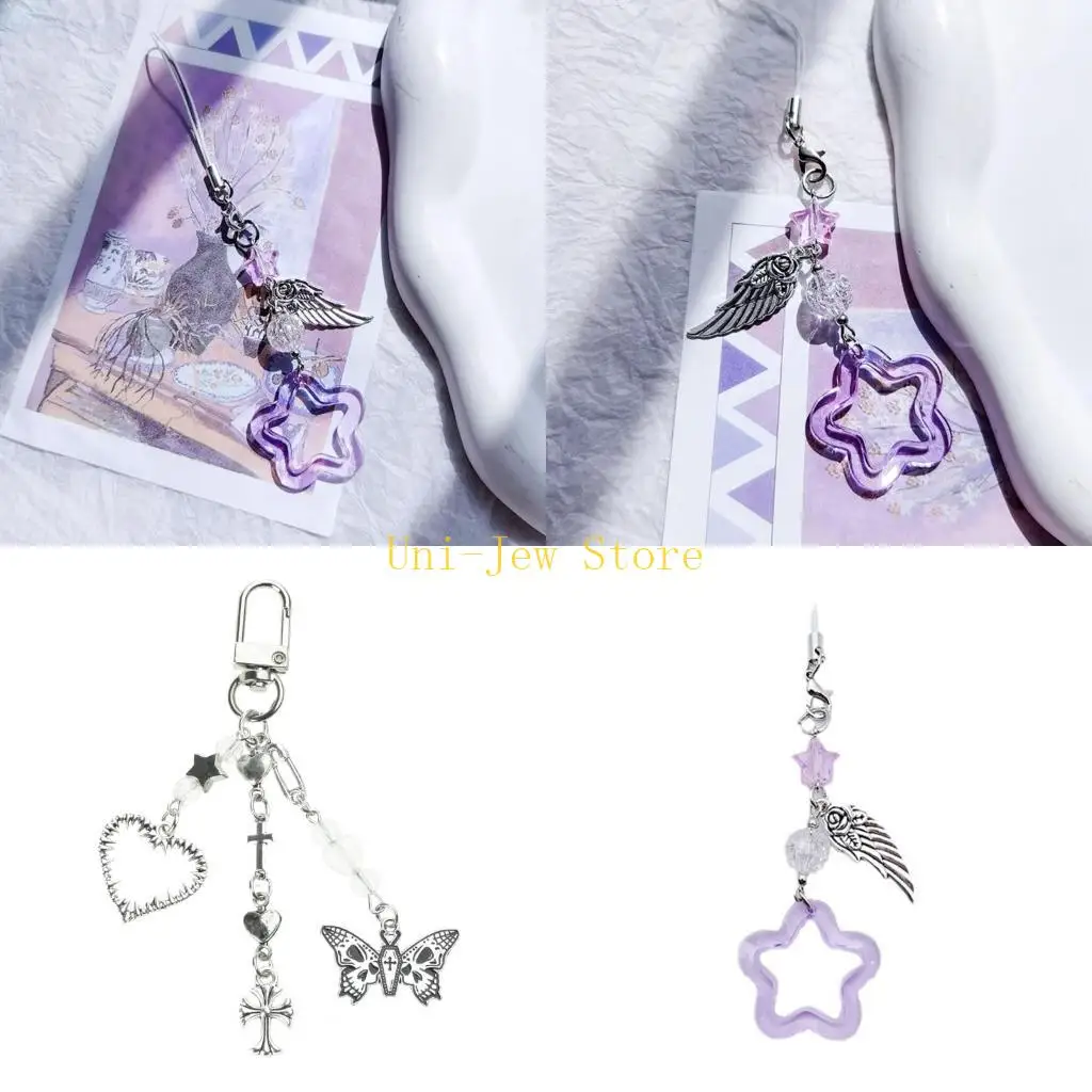 40GB Star Heart Butterfly Bowknot Phone Straps Keys Hanging Pendants Bag Decoration