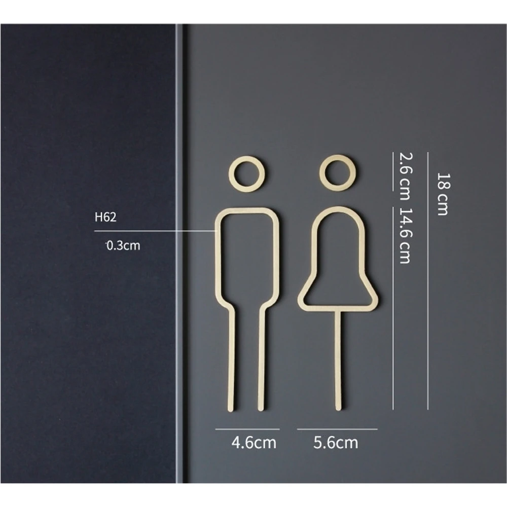 

Gold Color Metal Toilet Sign Plate Brass Wash Room Door Wall Label Sticker Wc Holder