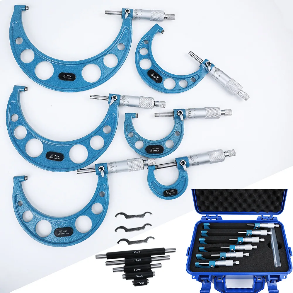 6PCS 0-150mm plastic box Micrometer set packing micrometer set  type set of micrometers measure tool