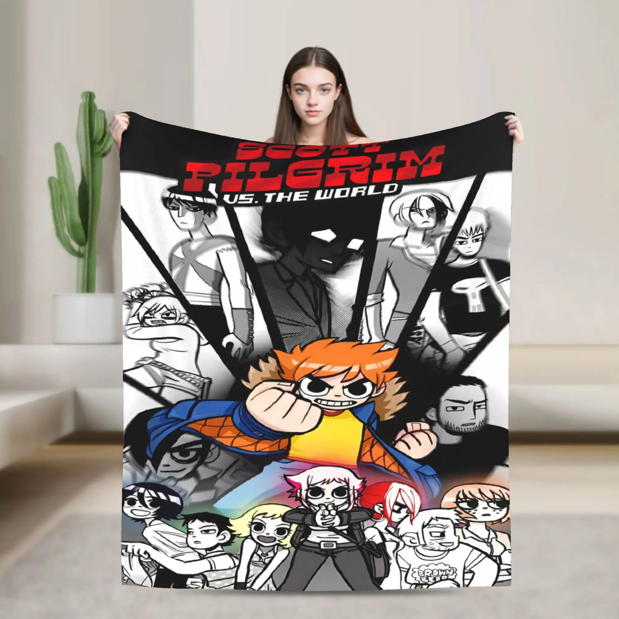Scott Pilgrim Black White Fight Blanket Quality Warm Soft  Throw Blanket Spring Girls Boys Couch Chair Novelty Bedspread
