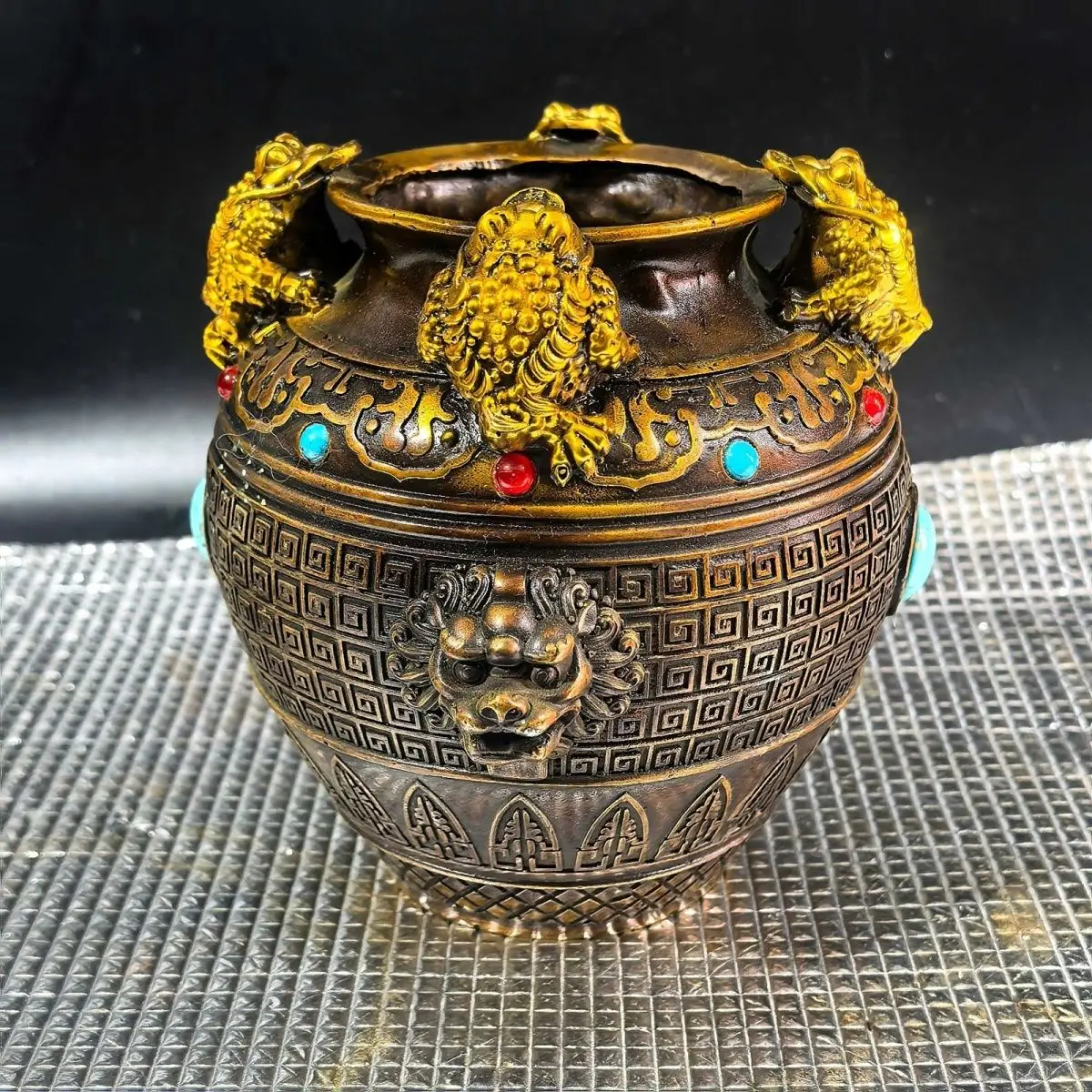 Cornucopia Quartet Golden Toad Living Room Jar Home Furnishing Brass Decorative Crafts Ornament