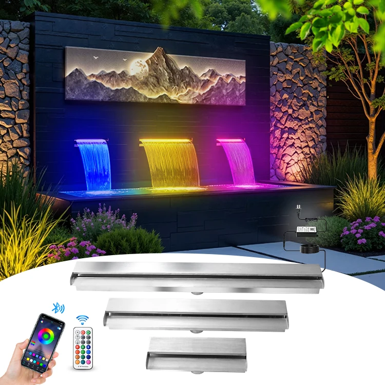 

outdoor stainless steel water curtain indoor backyard swimming pool garden fountain wall waterfall