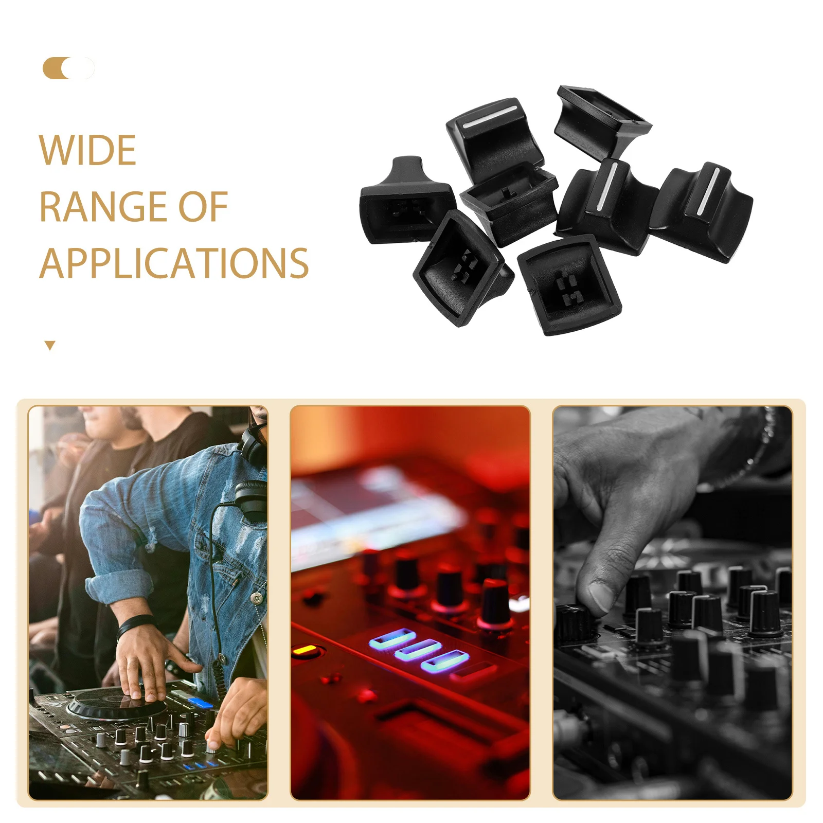 

8Pcs Slider Cap for Mixer Console Fader Knobs Straight Potentiometer Adjustable Audio Volume Control Panel Stylish Black Caps