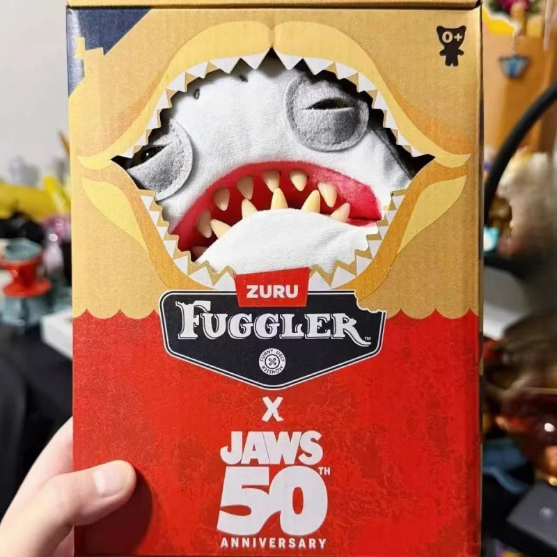 Zuru Fuggler Jaws 50Th Anniversary Plush Toy Funny Ugly Monster Shark Stuffed Doll Collectible Desktop Decoration For Adult Fans
