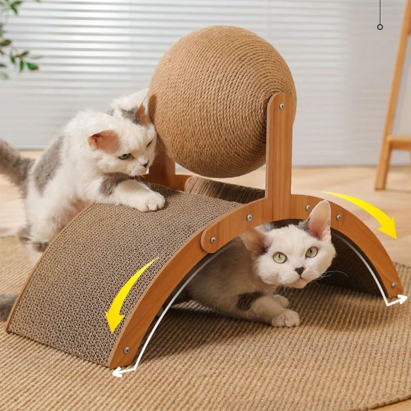 

Wooden Cat Scratching Furniture Scratcher Pet Sisal Cat Toy Scratch Board Scraper Kitten Toy Climbing Claw Grinding Ball For Paw