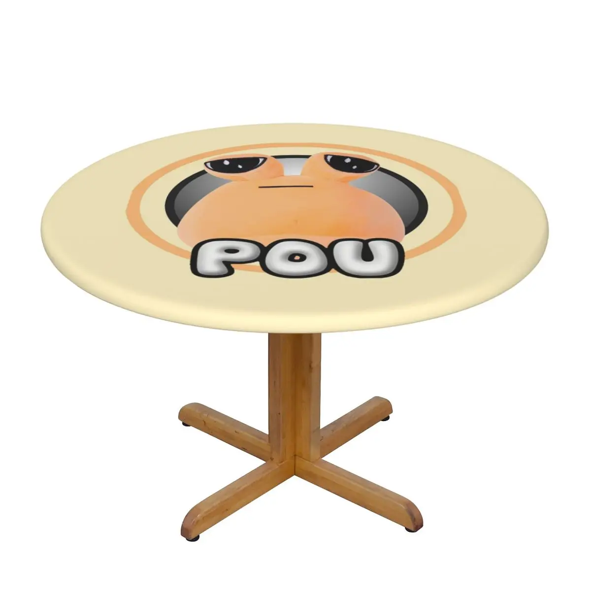 My Pet Alien Pou Cute Cartoon Waterproof Round Tablecloth Oilproof Table Cloth for Kitchen Events Dining Table Cover