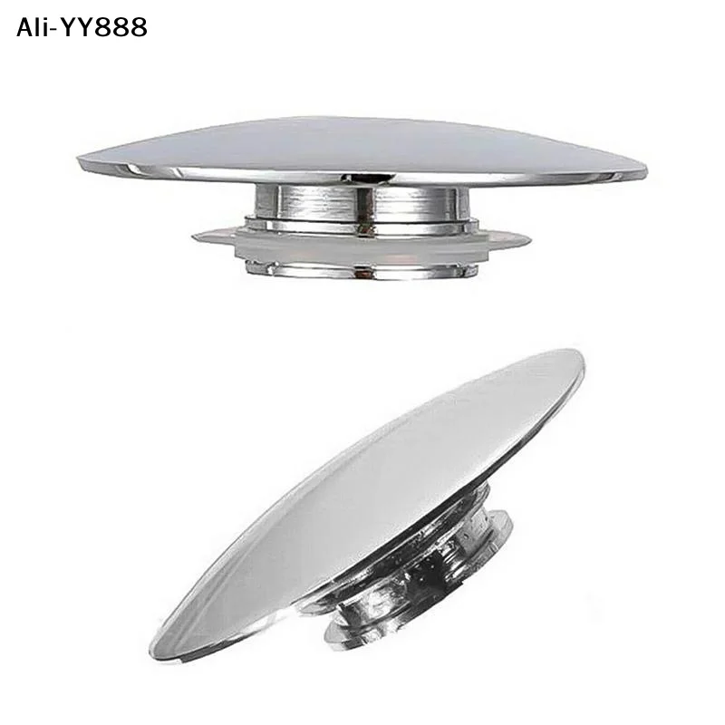 【Y88】1PC Basin Waste Sink Plug Silver Chrome, PopUp Cap, Click Clack Push Button, Replacement Part Bathroom Sink Drain Stopper