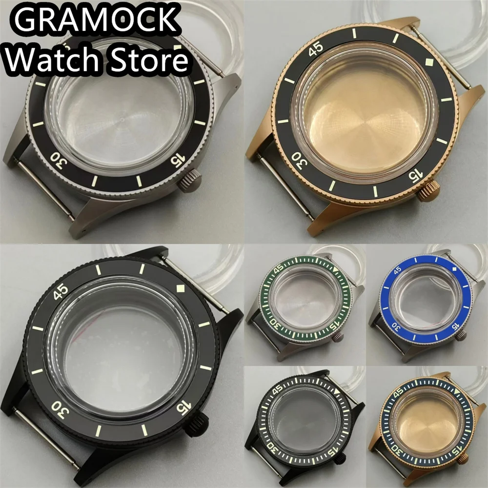 

GRAMOCK 40mm Retro Diver Watch Case Domed Sapphire Glass Ceramic Luminous Bezel Fit NH34 NH35 NH36 ETA2824 PT5000 Movement
