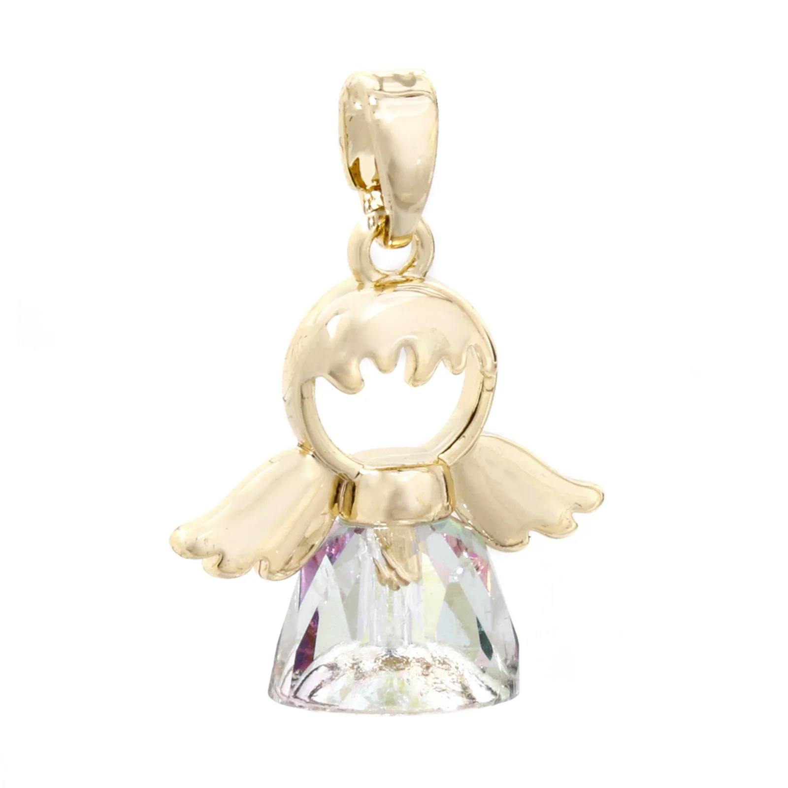1pc Brass & Glass Religious Charm Pendant 18K Gold Plated Angel Fashion Necklace Pendants for Jewelry Making 22mm x 16mm