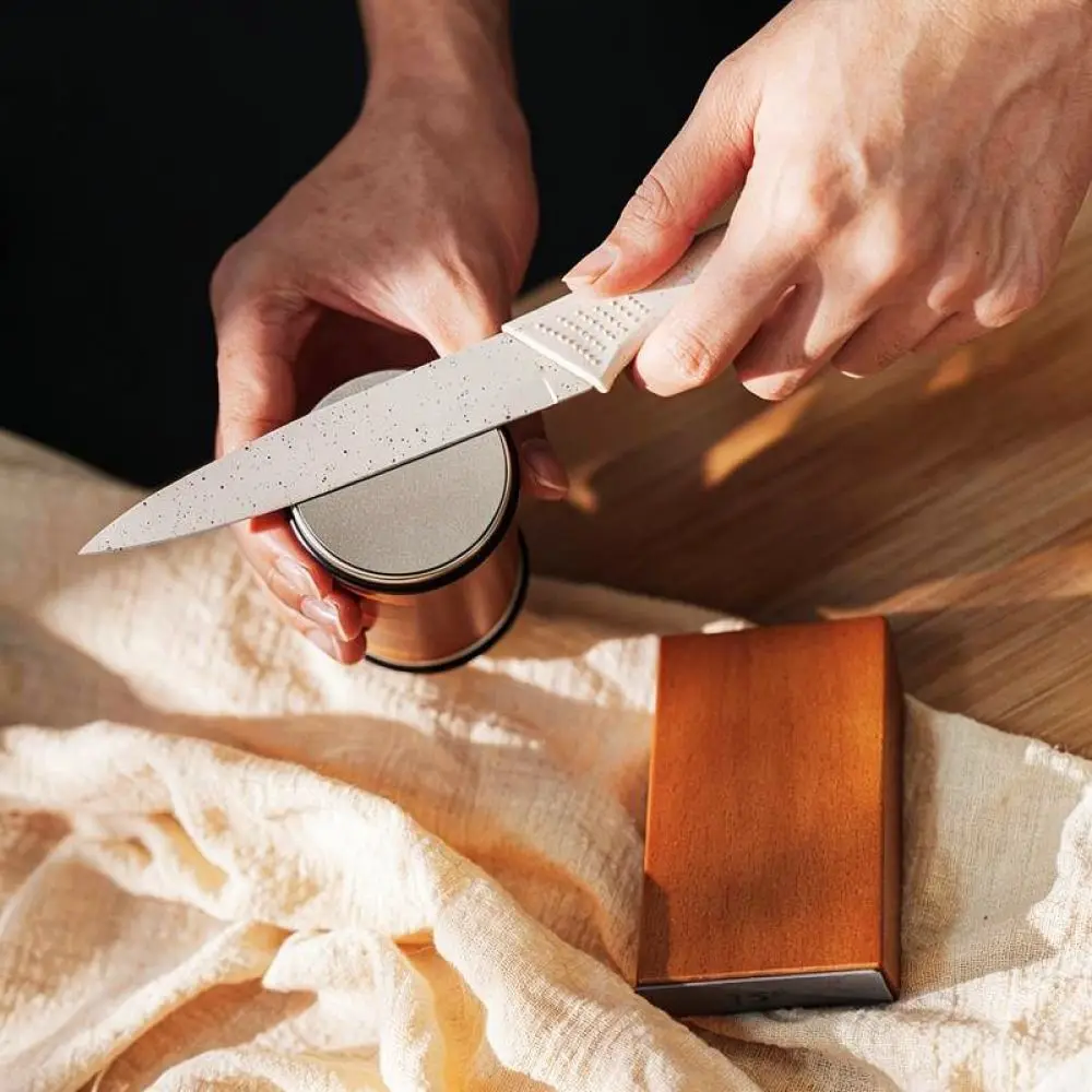 Versatile Aluminum Sharpener Wood Color Roller Tool Kitchen Gadget Fixed Angle Precision Blade Maintenance Accessory