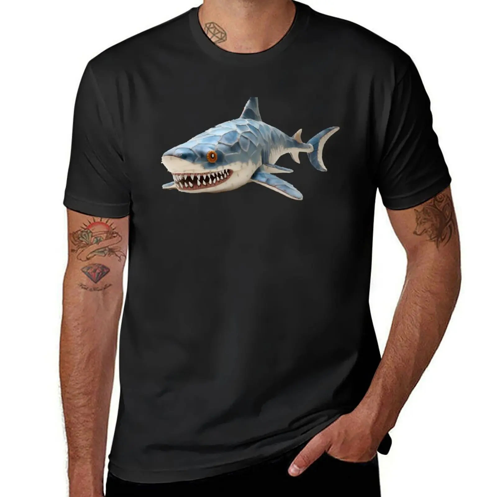 Stuffed animal shark T-Shirt summer tops quick-drying graphics sweat fitted t shirts for men