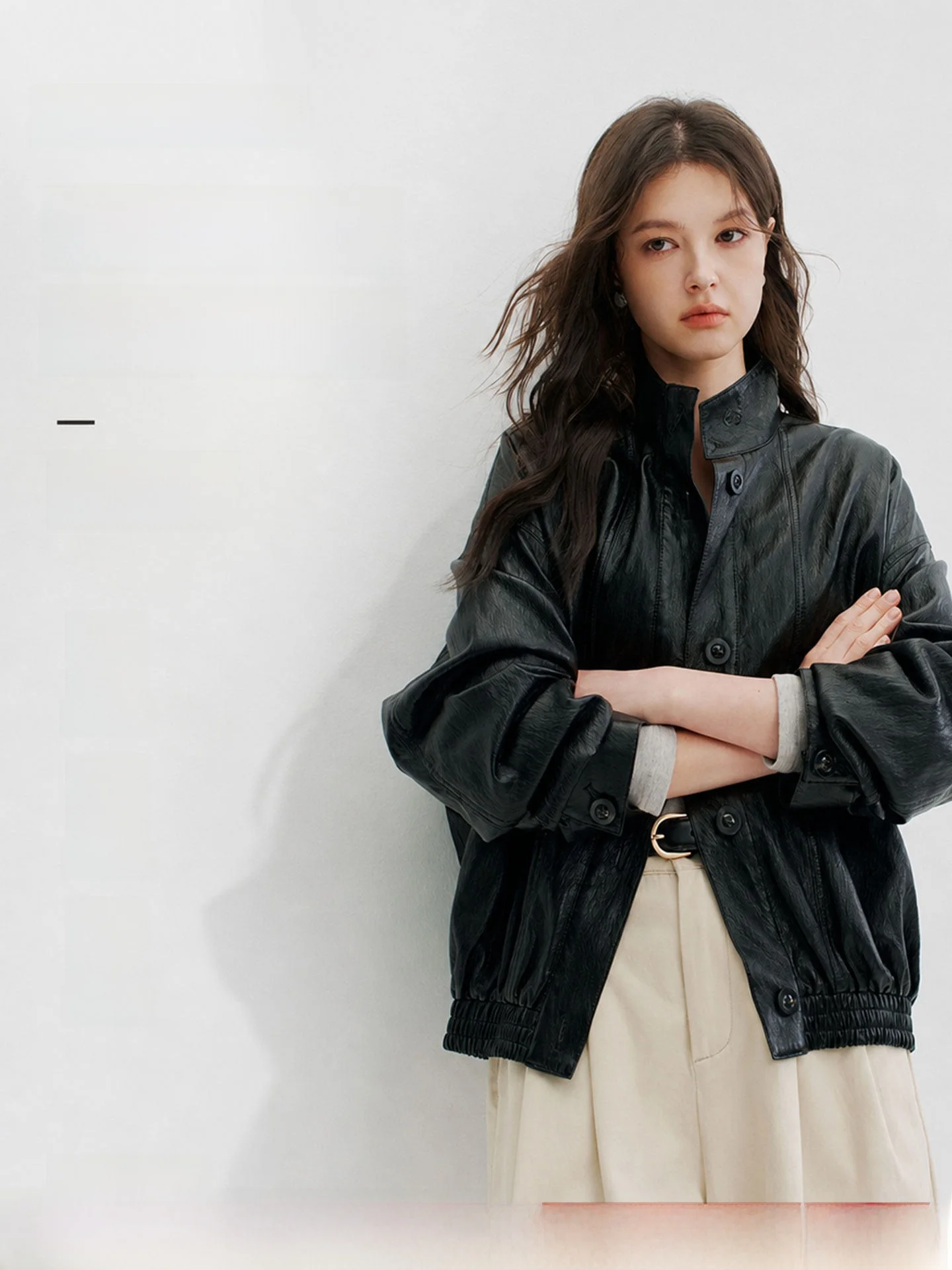 Retro Motorcycle Leather Jacket Slim Fit Cool Autumn Women's Streetwear Stand Collar Matte Soft PU Coat Long Sleeve No Fur