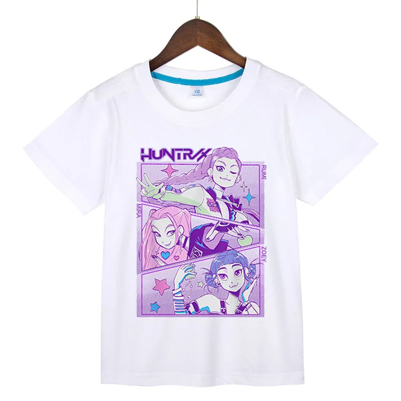 

Child 100% Cotton T Shirts Kpop Demon Hunters Print Casual T-shirt boy girl Clothing Short sleeve Kids T Shirt Funny Fan Gift
