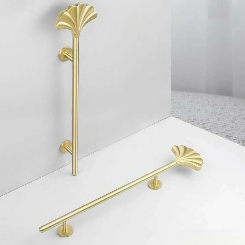 

1 шт. дверные ручки, минималистичная роскошная ручка в виде листьев гинкго для мебели, персонализированная фурнитура из чистой латуни, ручка ящика шкафа