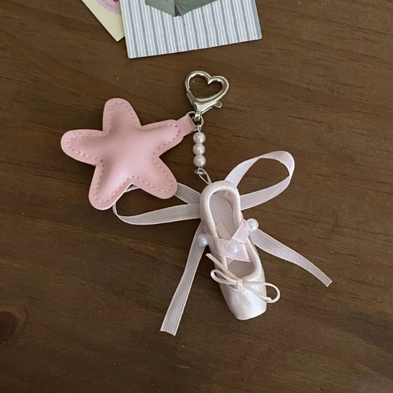 U4LF Fashionable Ballet Slipper Chain Decorative Star Designs Lightweight PU Leather Accessory For Daily Carry