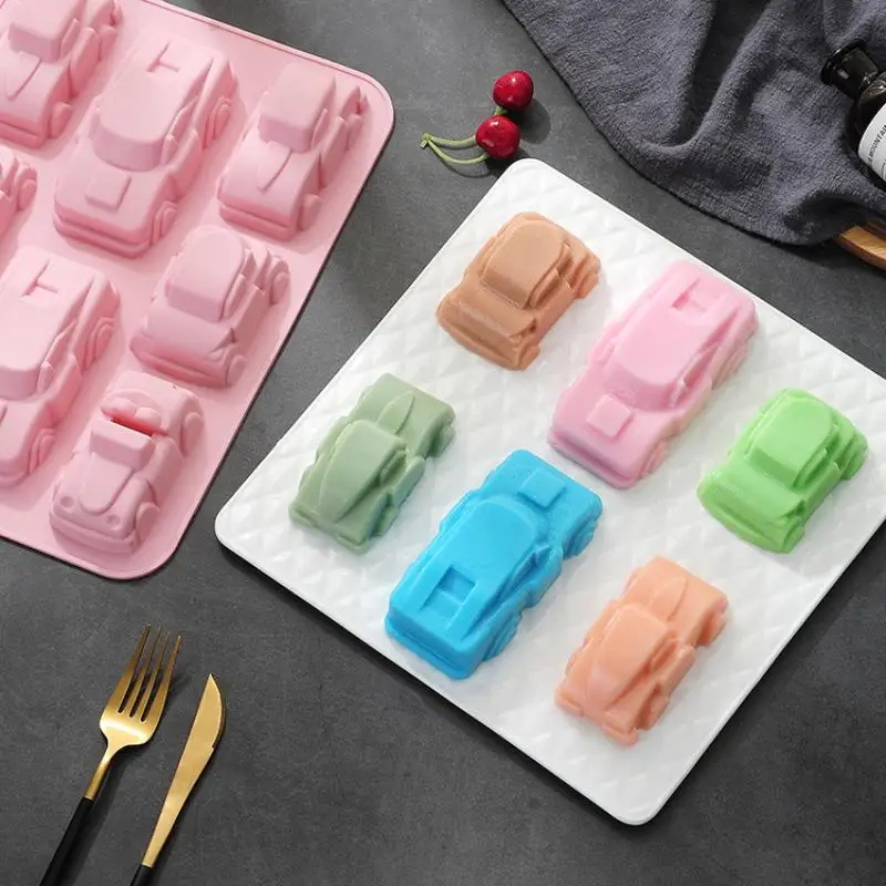 4/6/8 Cavities Car Train Silicone Mold Vehicles Crayon Making Supplies Pudding Jelly Cake Chocolate Mould Kitchen Pastry Tools