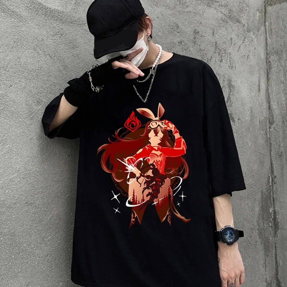 Fashion Diluc T-shirt for Women Fashion Casual Streetwear Harajuku Short Sleeve T Shirt  Graphic Genshin Game y2k Clothing Tops