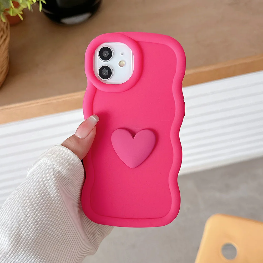 Love Heart Candy Wavy Silicone Case For OPPO A60 A59 A58 A54 A16S A55 A56 A57S A77 A53 A31 A38 A17K A16K A15S Soft Back Cover