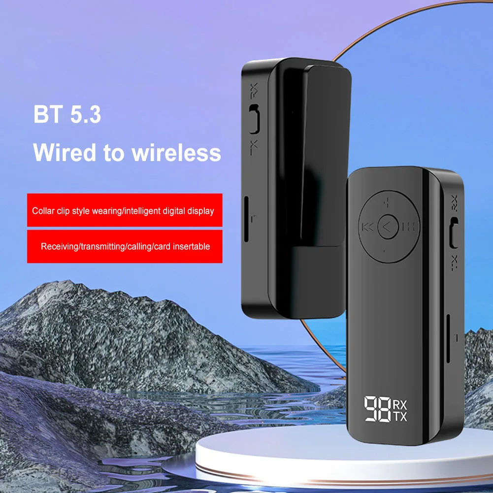 BT 5.3 جاك استقبال الصوت 3.5 ملم استقبال الصوت اللاسلكي مع شاشة عرض بطارية LED لمكبر الصوت/ستيريو المنزل/سماعات الرأس السلكية