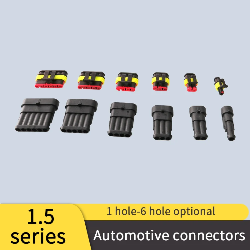 

15PCS 1.5 Series AMP HID Waterproof Connectors 1/2/3/4 Pin Car Electrical Electri Wire Connector Plug Truck Harness