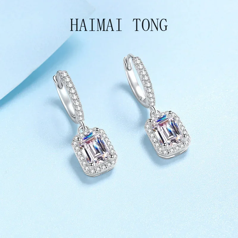 Classic PT950 Platinum Sparkly Female 1/2ct Moissanite Drop Earrings for Women One Pair Diamond Girls Birthday Gift Popular Cute