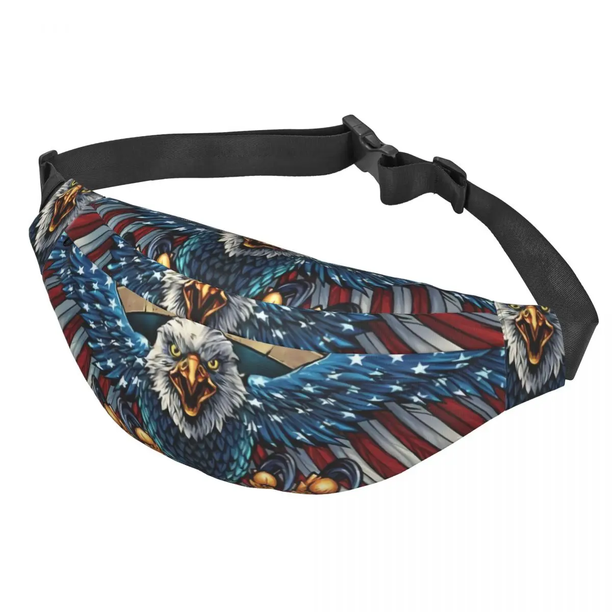 US Flag Wings Eagle Fanny Bag Customized American Flag Sling Crossbody Waist Pack Men Women Running Phone Money Pouch