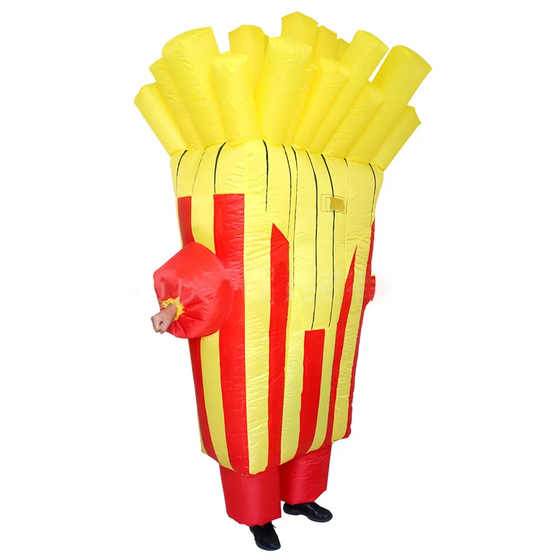 Funny Inflatable Costume Halloween Cosplay Party Hamburger French Fries Coffee Fancy Dress Suit For Adult Blow Up Perform Props