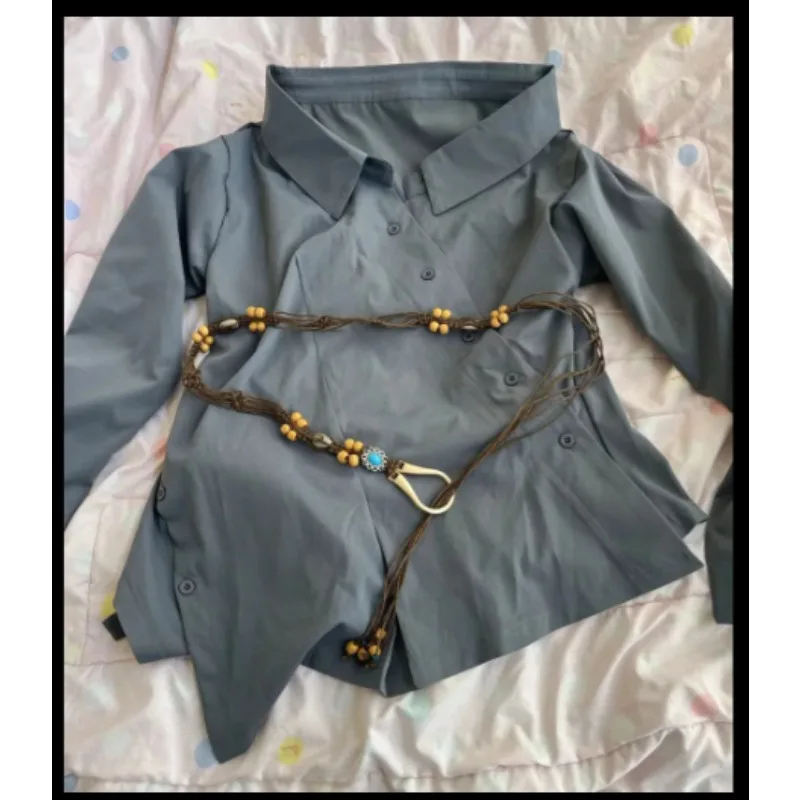 Autumn New Trendy Fashion Versatile Lapel Long-sleeved Space-up Shirt Top Women's Design Niche Irregular Shirt Exquisite Simple