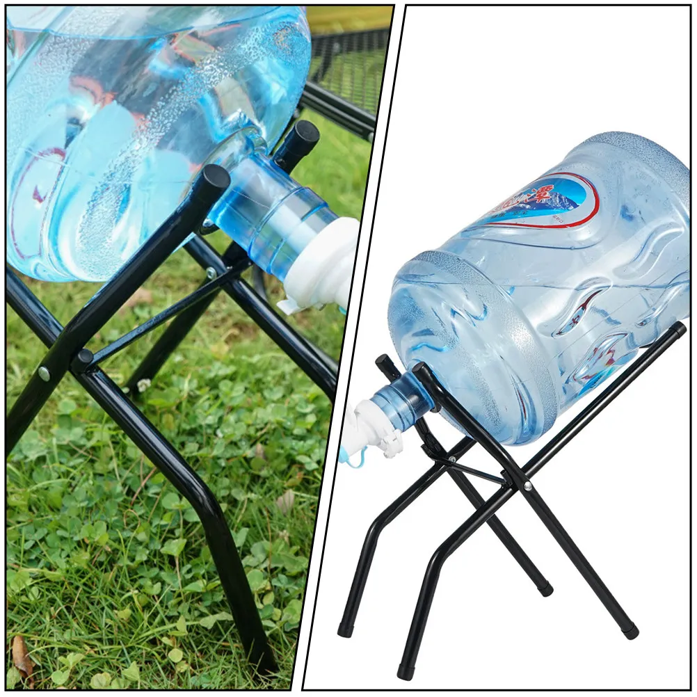 

Sturdy Folding Water Bucket Stand for Outdoor Camping Picnic Construction Site Portable Drinking Water Bucket Rack Black