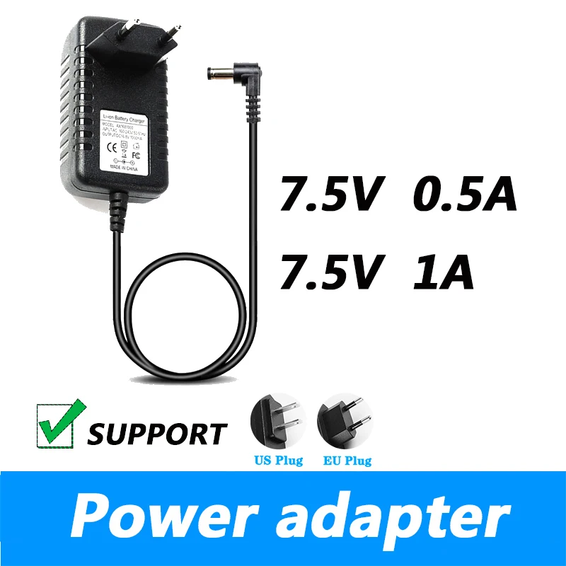 DC 7.5V 0.5A 1A Attendance Machine Power Charger 7.5V 500MA 1000MA Lithium Battery Charger DC 5.5*2.1MM