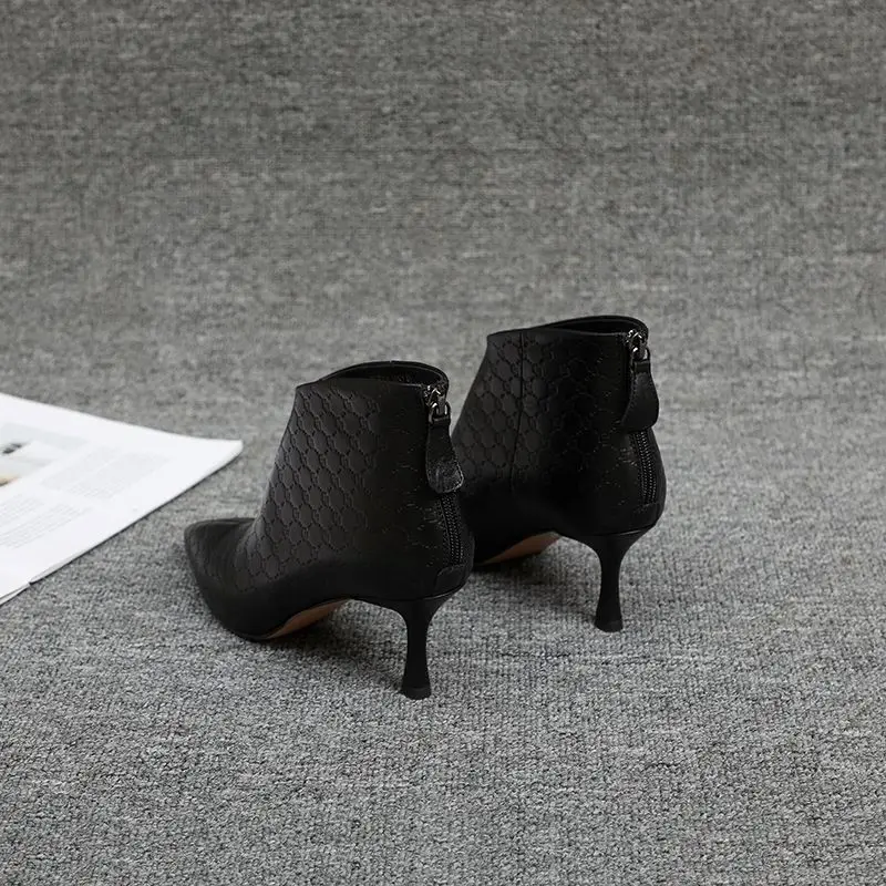 New High Heels Ankle Boots Fall/Winter Shoes For Women Short Boots Zip Black botas altas womens black boots talon high heels