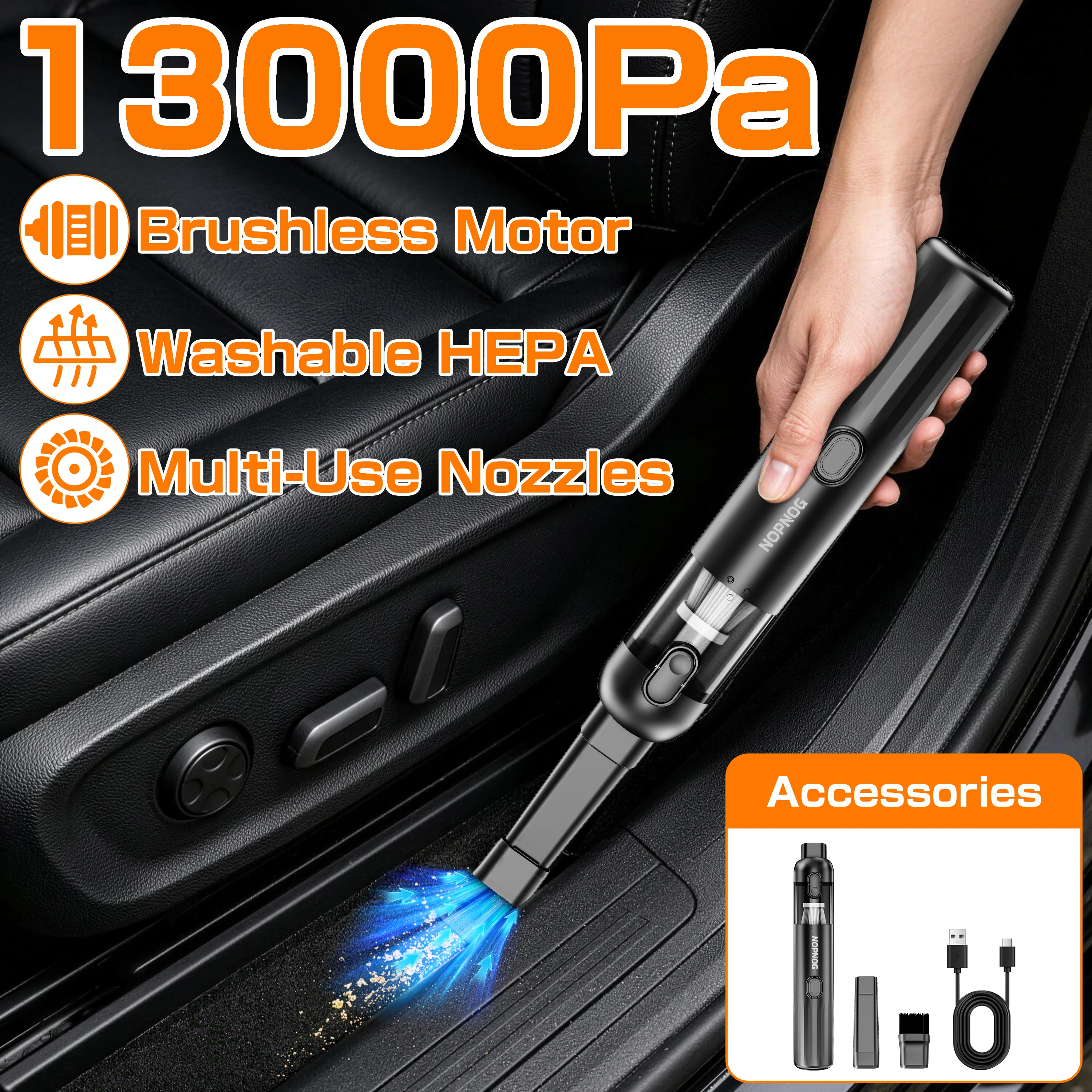 Auto-Staubsauger, Luftgebläse, Turbo-Ventilator, Reinigungswerkzeuge, elektrischer Staubabscheider, Haartrockner, Auto-Zubehör für Zuhause, Outdoor, Camping, LKW, Wohnmobil, Universal-Ventilator – Detail 1