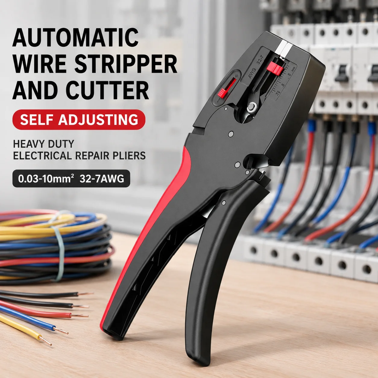 Automatic Wire Stripper and Cutter Self Adjusting Wire Stripping Tool Heavy Duty Electrical Repair Pliers 0.03-10mm² 32-7AWG