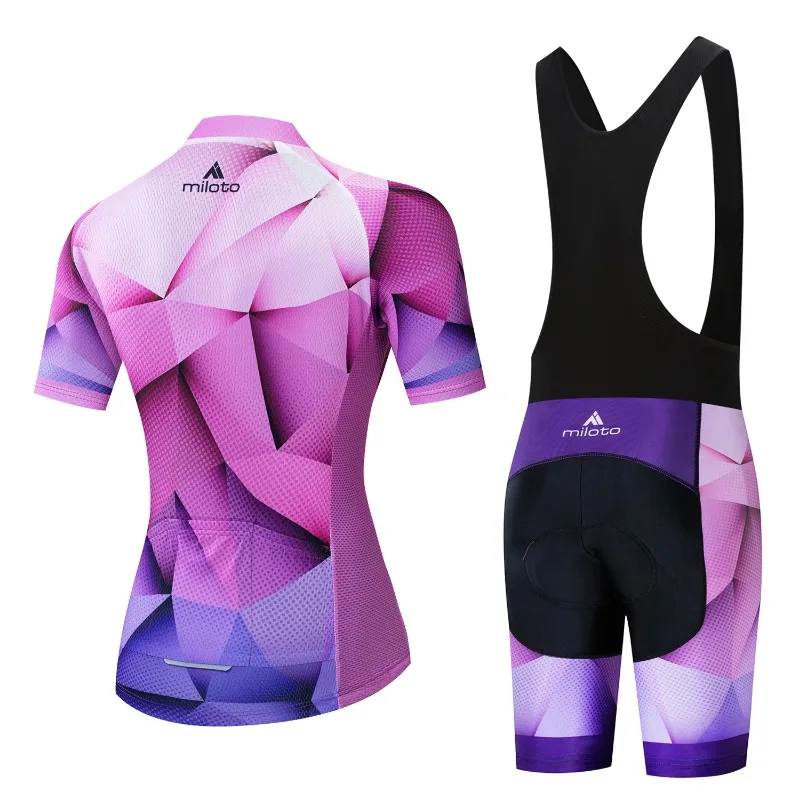 MILOTO Women Pro Team Bike Summer Cycling Jersey Set Clothes Bicycle Clothing Breathable Cycling Set Maillot Ropa Ciclismo