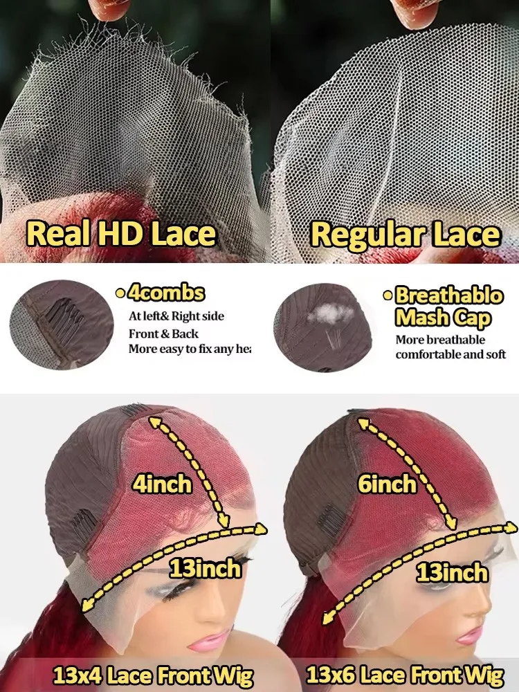 99J الأحمر مجعد الباروكات الجسم موجة الدانتيل الجبهة الباروكات 200 الكثافة 30 34 بوصة بورجوندي 13x6 Hd الدانتيل أمامي باروكة من شعر طبيعي البرازيلي النساء